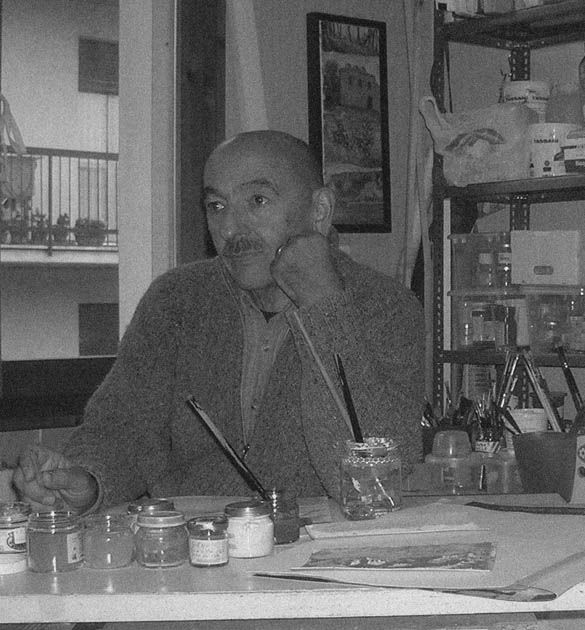 Guido Villa al tavolo da lavoro